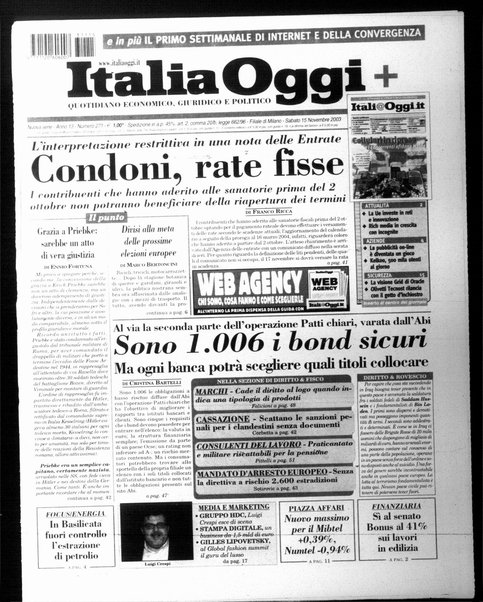 Italia oggi : quotidiano di economia finanza e politica